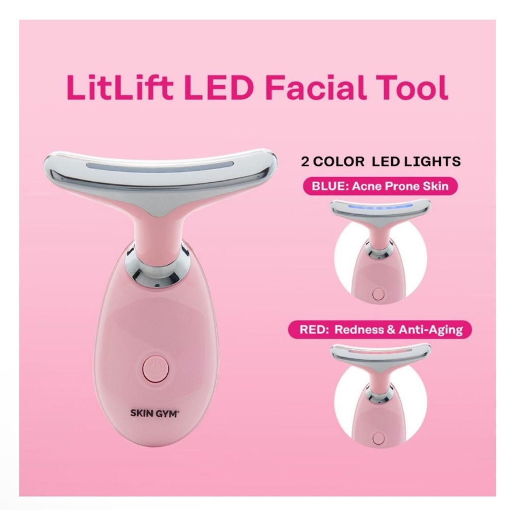 Skin Gym LITLIFT LED Sculpt Vibrating Red Blue Light Facial in Pink - Picture 4 of 16